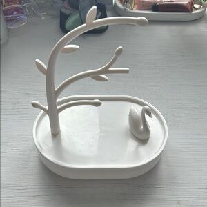White Jewelry Holder with Swan Design